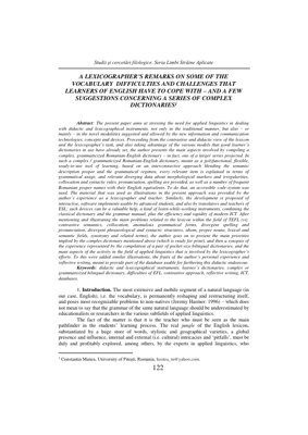 PDF Document Cover - Lexicographer's Analysis of EFL Vocabulary Challenges and a Proposal for Complex Grammaticized Dictionaries