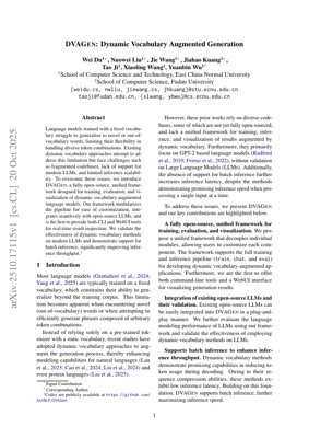 PDF文檔封面 - DVAGen：動態詞彙增強語言模型嘅統一框架