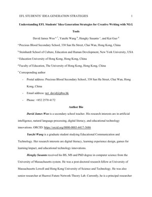 PDF Document Cover - Understanding EFL Students' Idea Generation Strategies for Creative Writing with NLG Tools