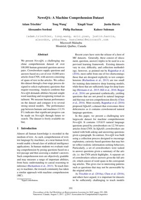 جلد سند PDF - NewsQA: یک مجموعه‌داده چالش‌برانگیز درک ماشینی برای پژوهش‌های پردازش زبان طبیعی