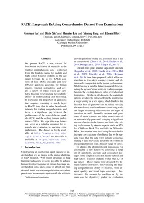 جلد سند PDF - مجموعه داده RACE: یک معیار بزرگ‌مقیاس برای درک ماشینی متن