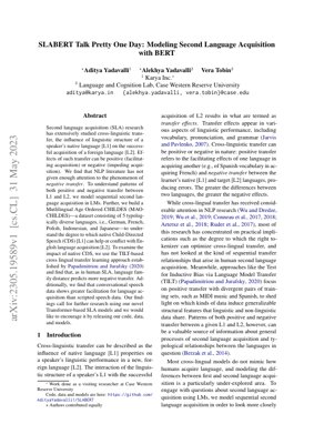 Murfin Takardar PDF - SLABERT: Yin amfani da BERT don Ƙirƙirar Koyon Harshe na Biyu