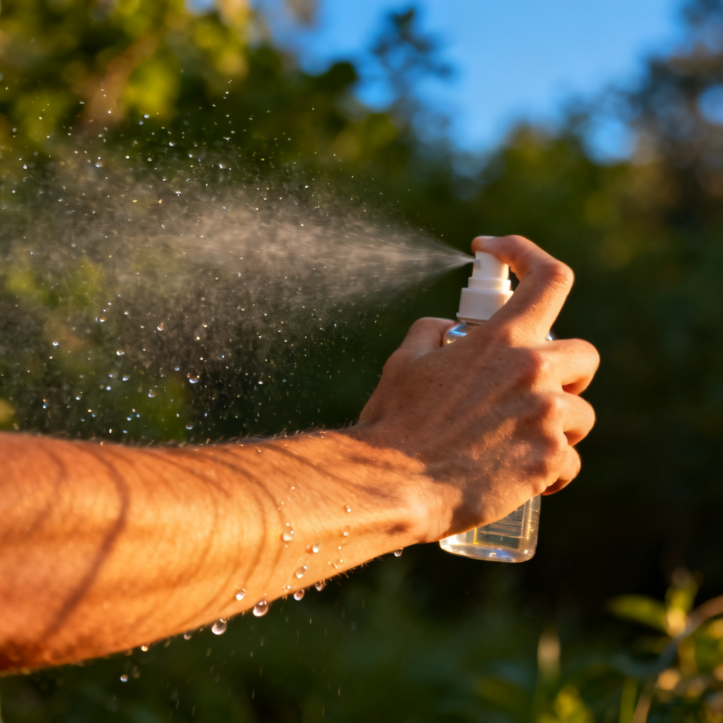 Apply insect repellent to avoid bug bites 图片