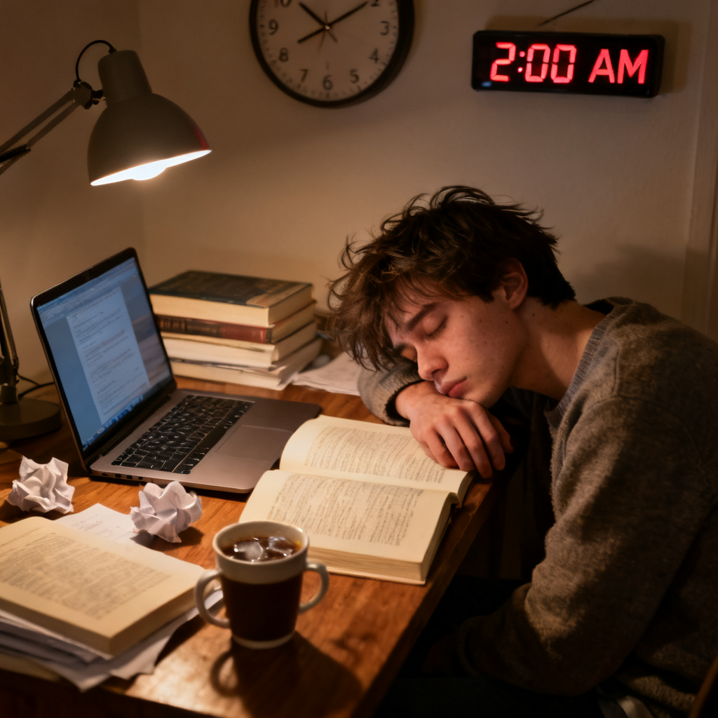 I'm cramming for the exam tomorrow 图片