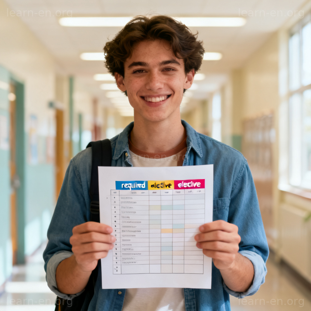 I'm taking three required courses and two electives 学生选课场景图解