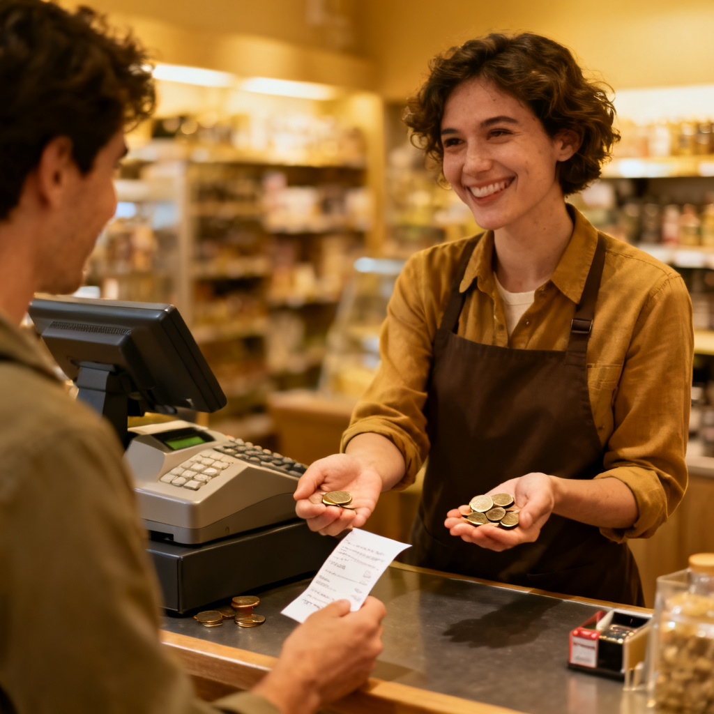 Please wait a moment while I get your change 图片