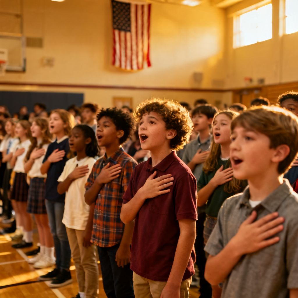 Sing the national anthem 图片