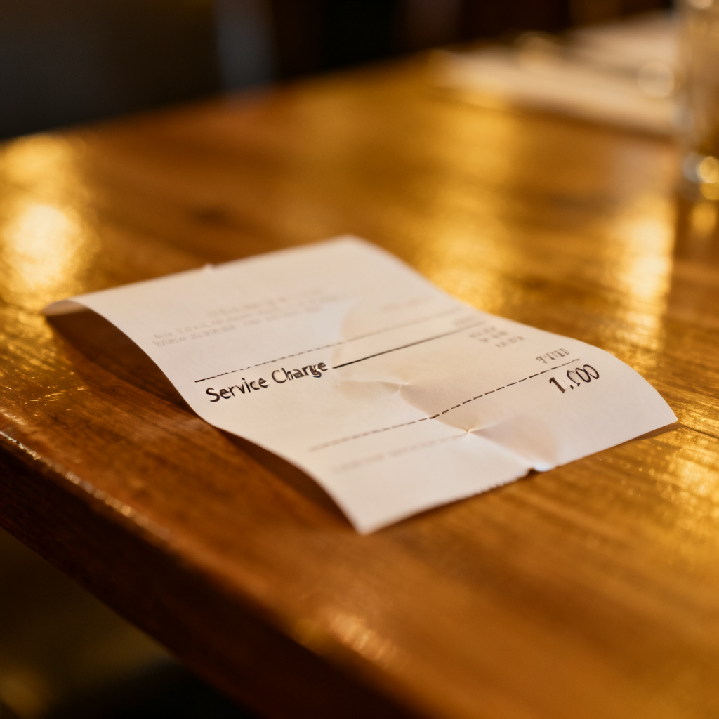 The bill includes a service charge 图片