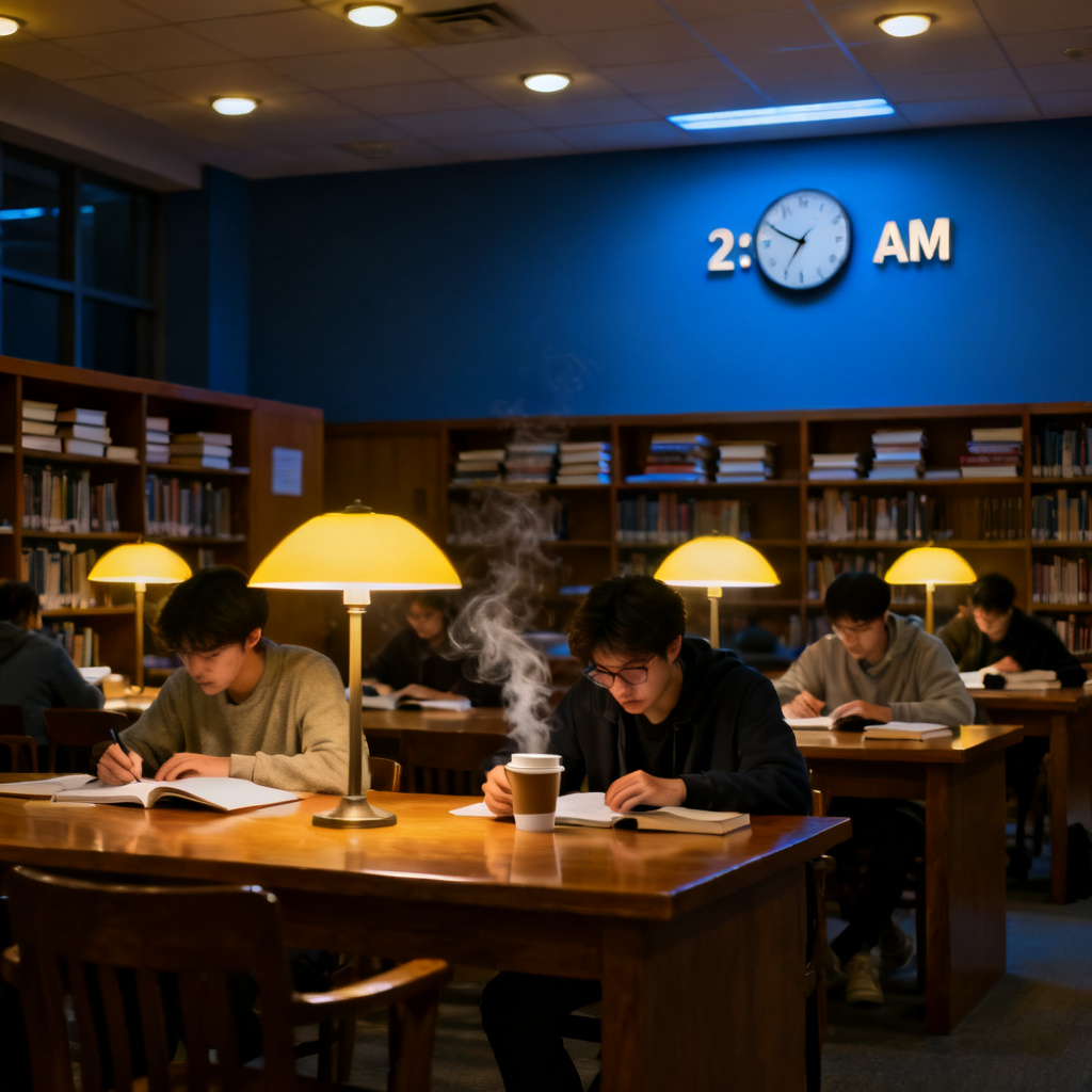 The library is open 24 hours during finals week 图片