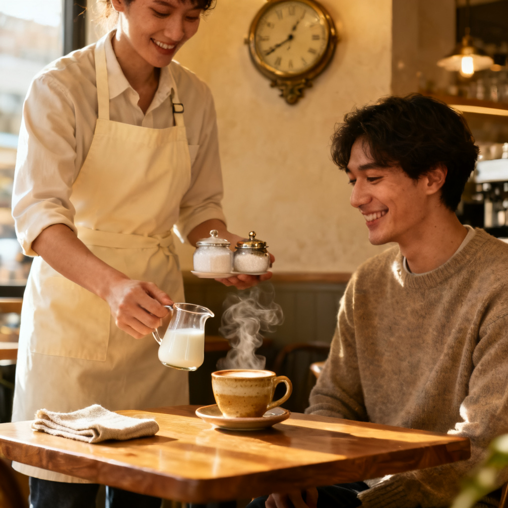 Would you like any milk or sugar with that? 图片