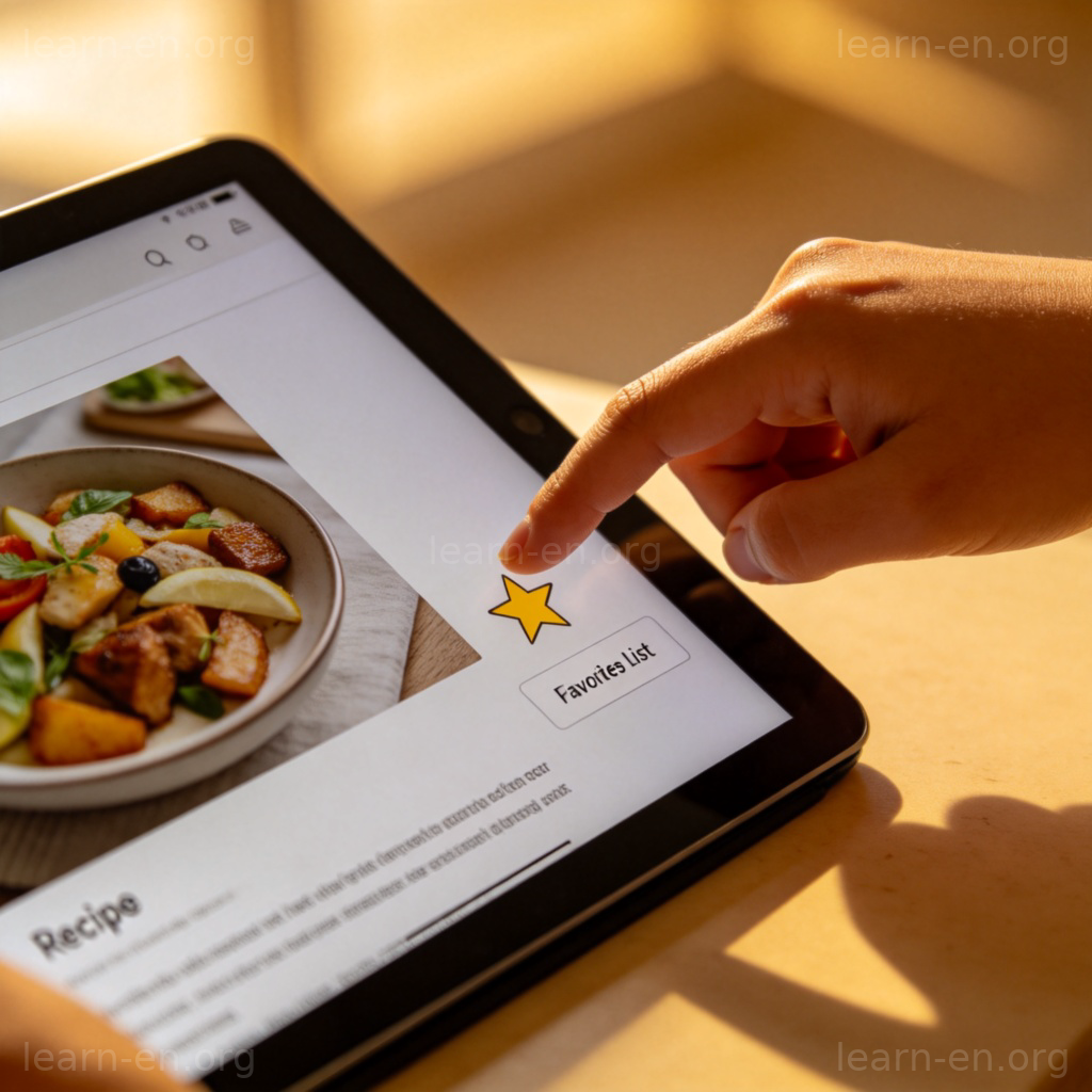 Add to favorite star icon on tablet screen