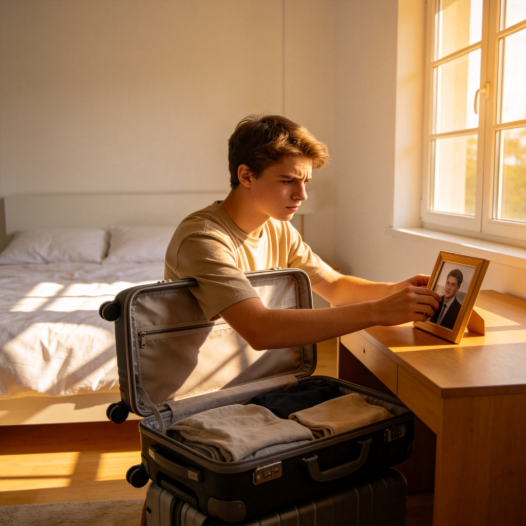 adjustment 适应含义图解：在新房间整理行李适应环境