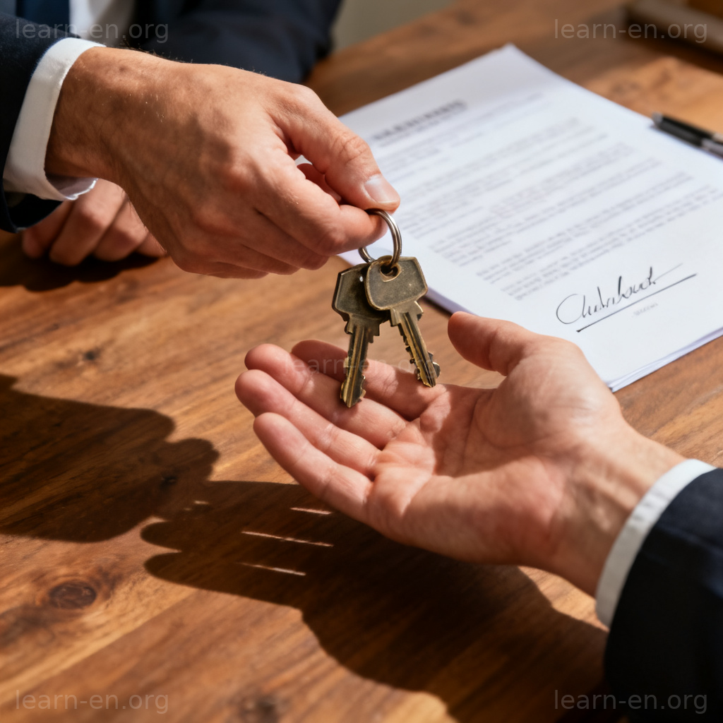 Alienate transfer ownership: hands passing keys