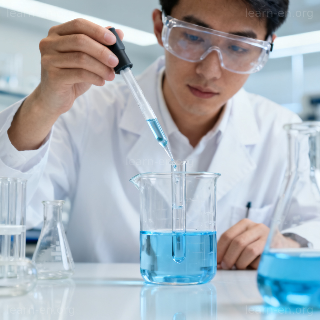 Scientifique analyse chimique avec pipette et éprouvette