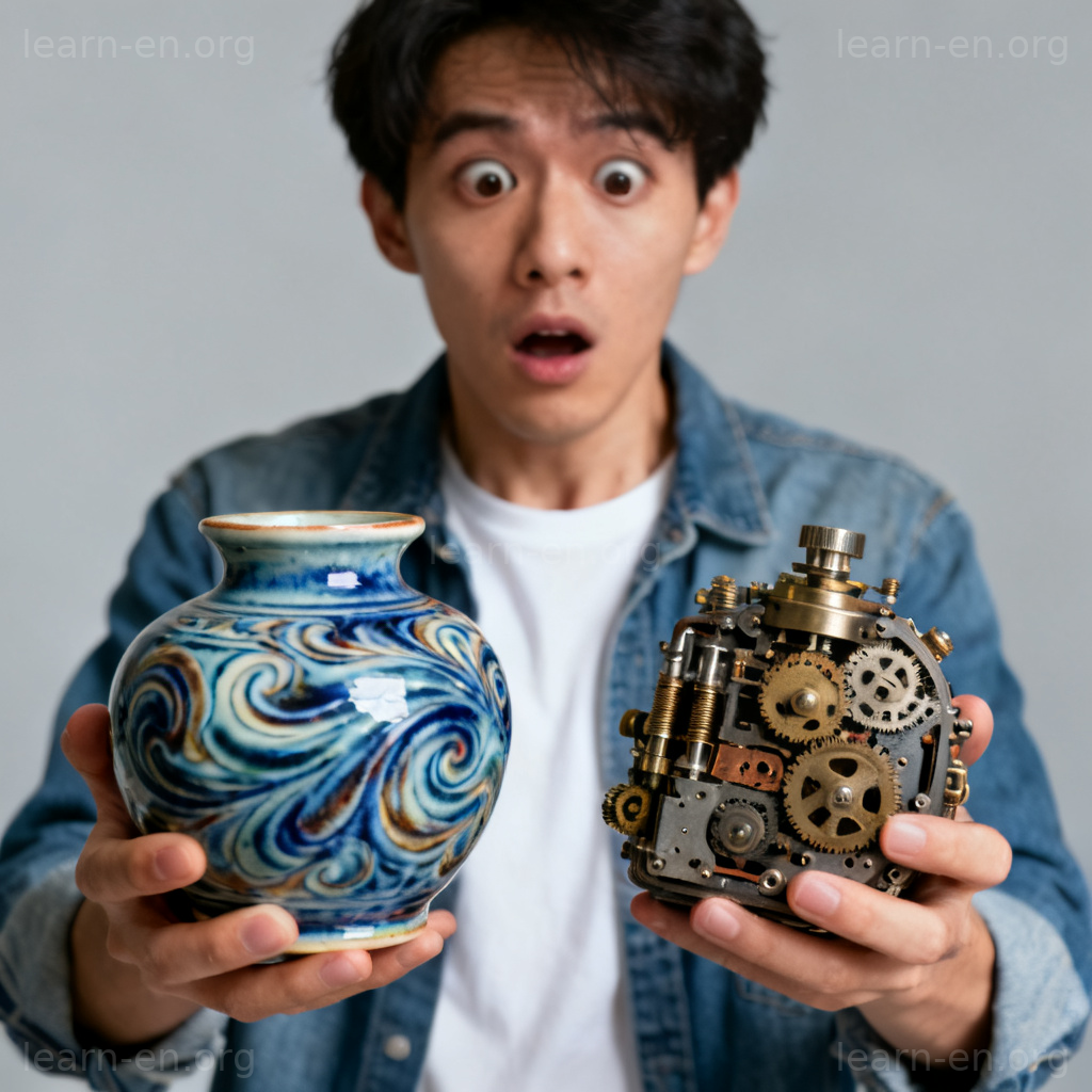 Person showing surprise, visually explaining 'apparently' used for unexpected or contradictory facts.