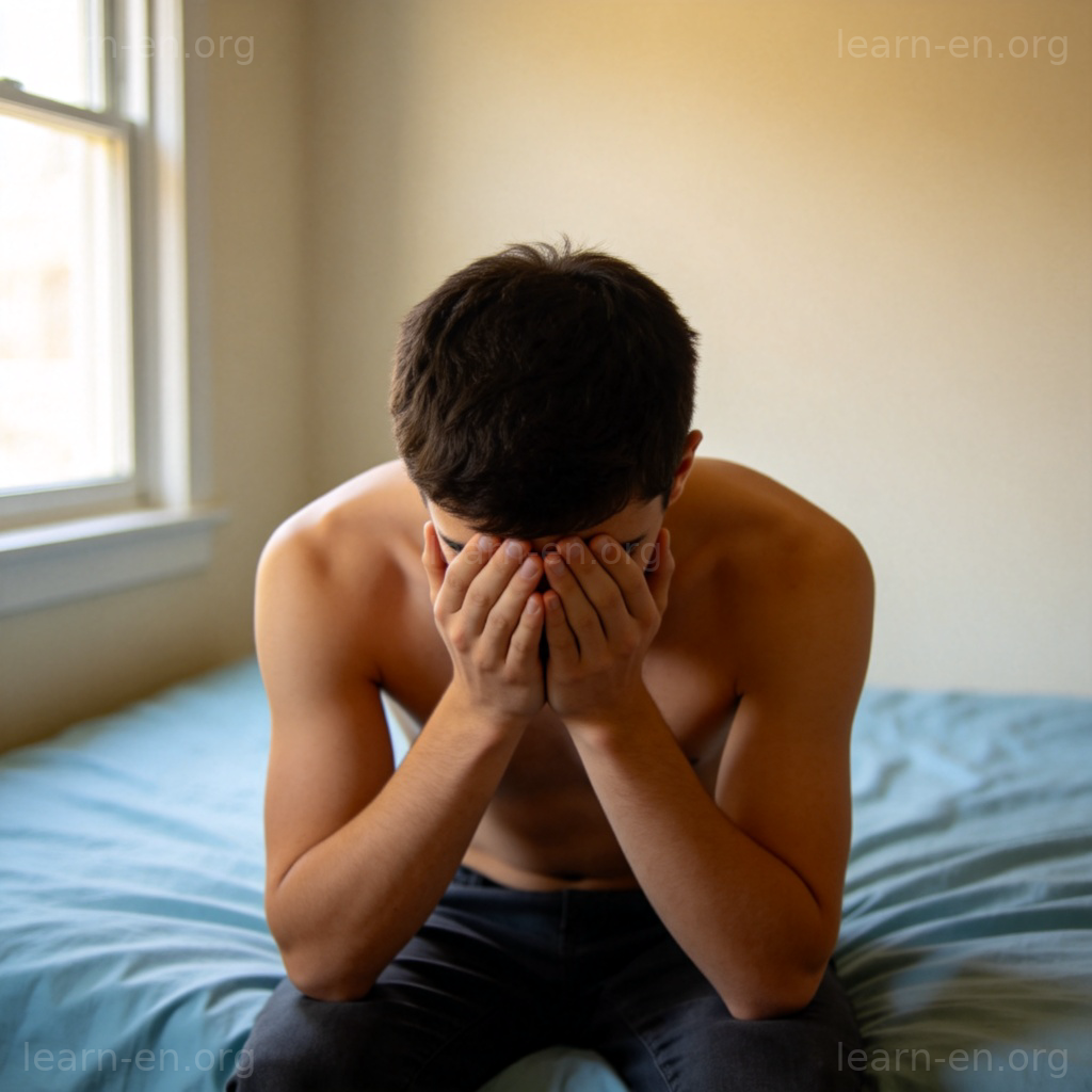 Ashamed person sitting alone after making a mistake