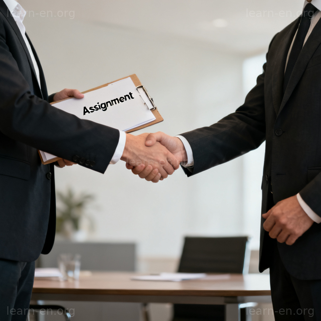 Business handshake symbolizing the formal assignment of a task or responsibility
