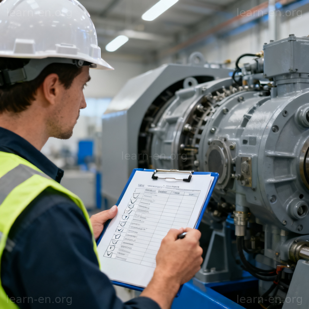 Engineer inspecting machinery to assure quality and safety