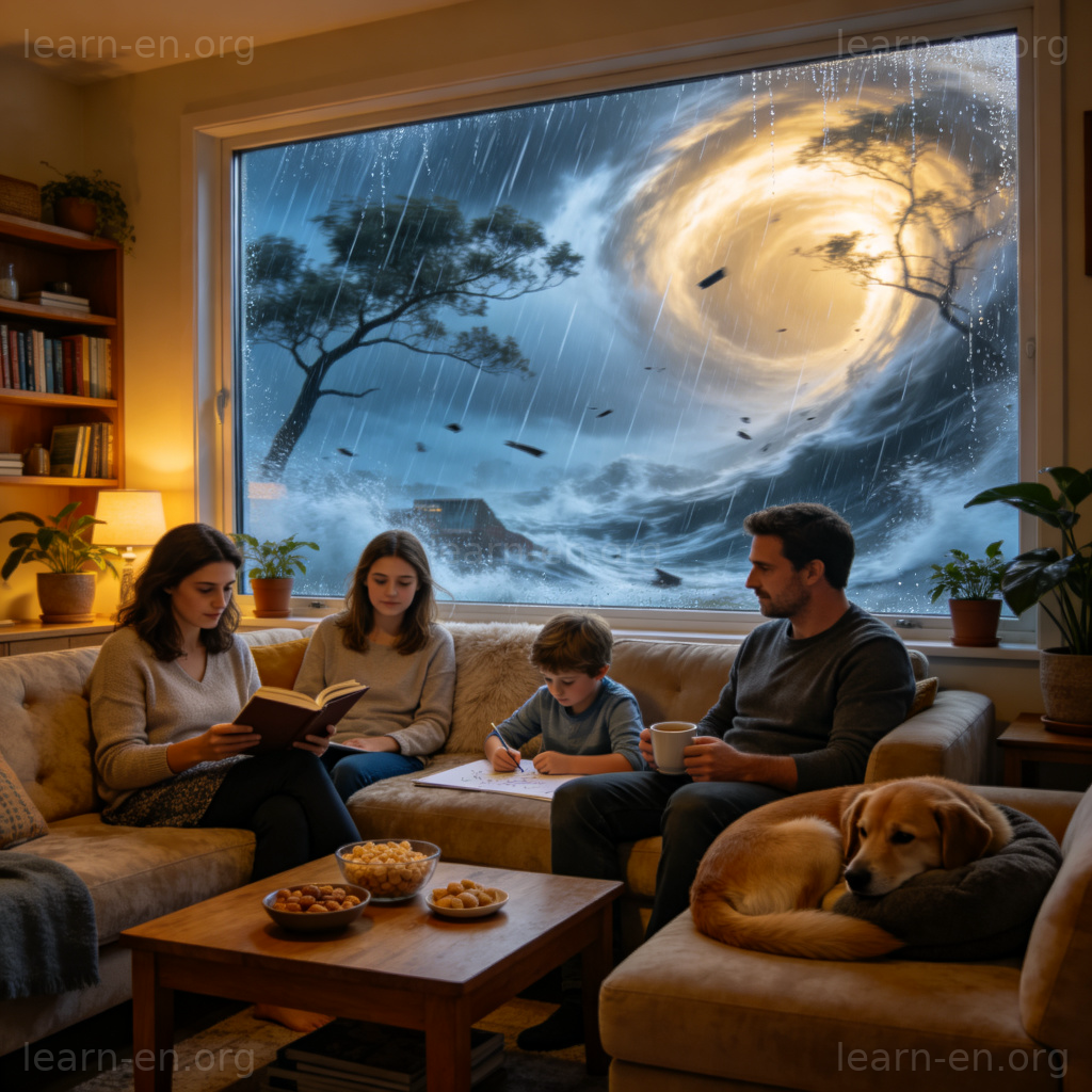 Avoid going outside during the typhoon 图解：台风天家庭室内安全场景