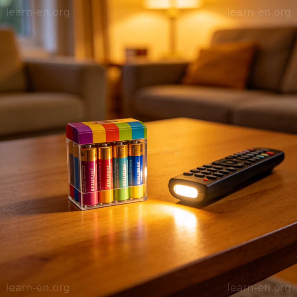 AA batteries on table powering remote control