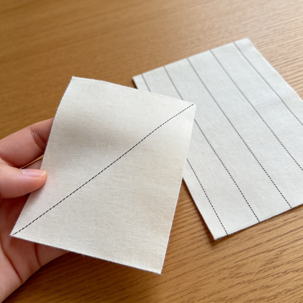 bias 斜纹图解：布料对角线纹理的清晰特写展示