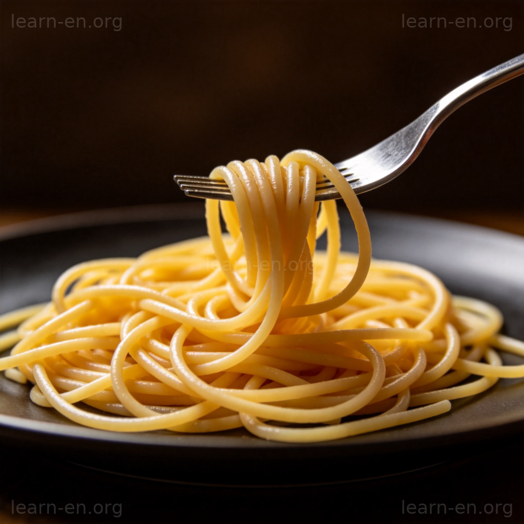 bite 形容食物图解：展示有嚼劲意大利面的质地