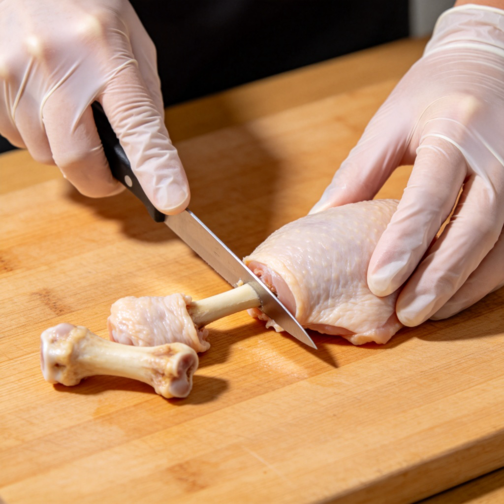 bone 动词图解：厨房中剔除鸡骨头的操作过程