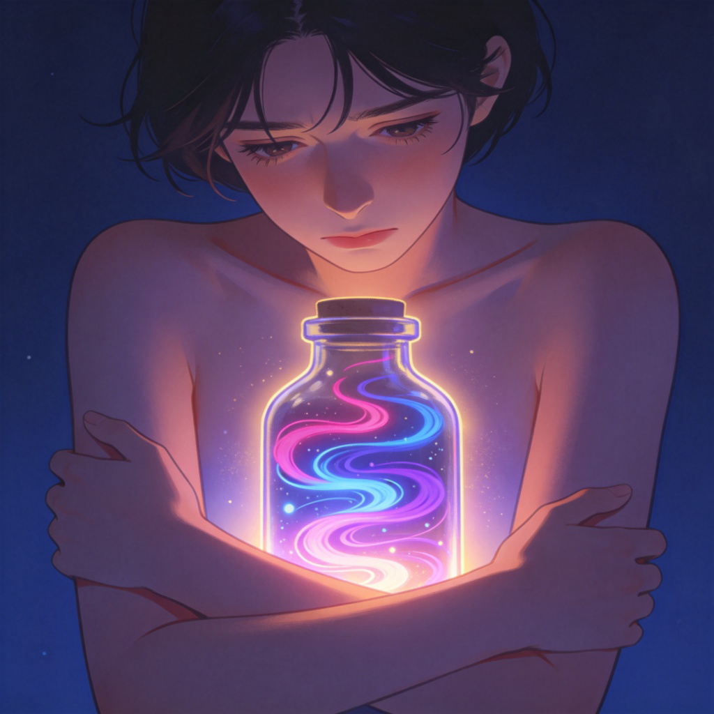 bottle 压抑情绪图解：胸口瓶中困住的情绪