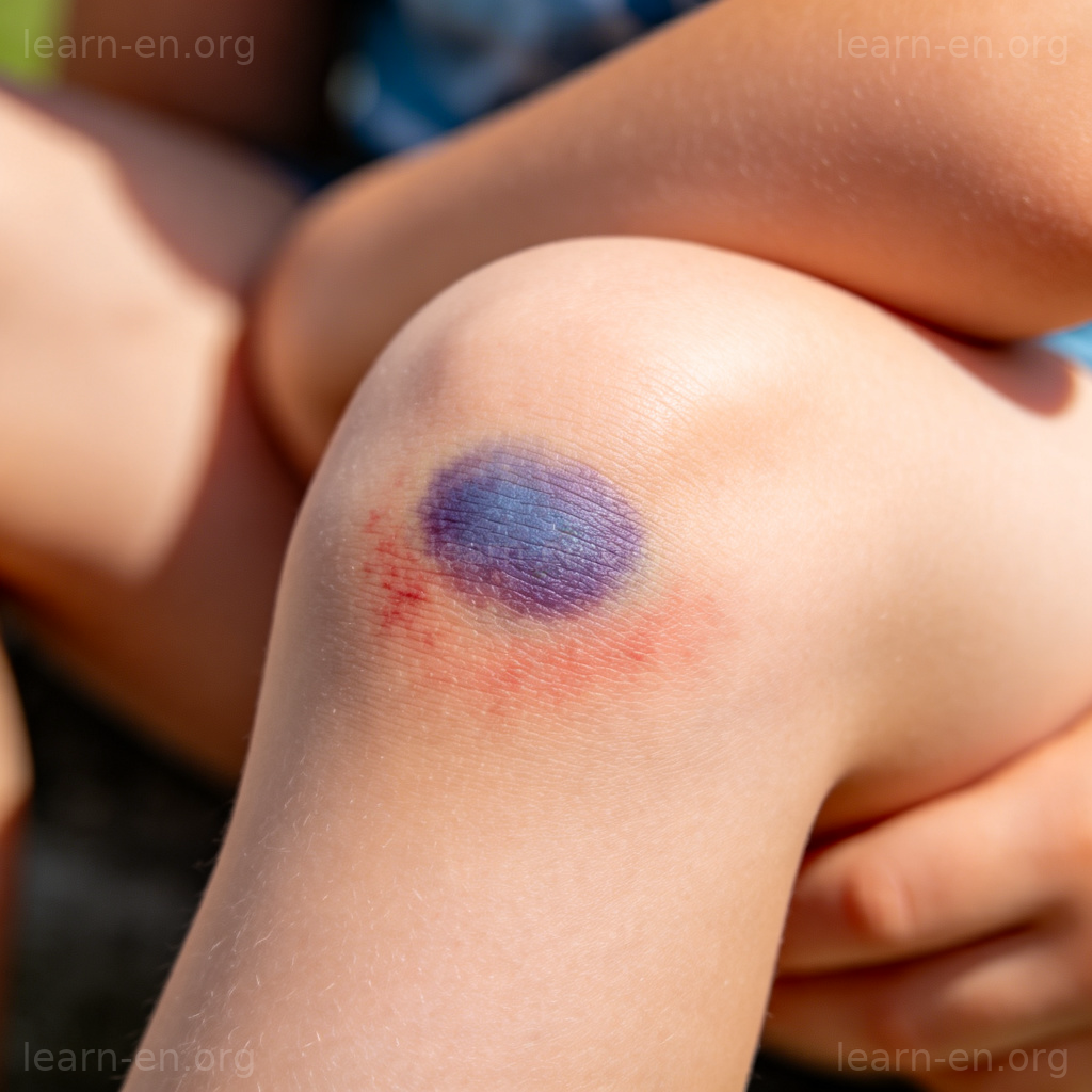 Bruise sur genou d'enfant