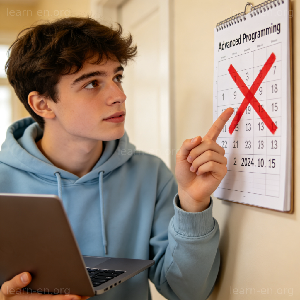 Can I add this course after the deadline? 图解：学生查看日历，询问过期选课可能