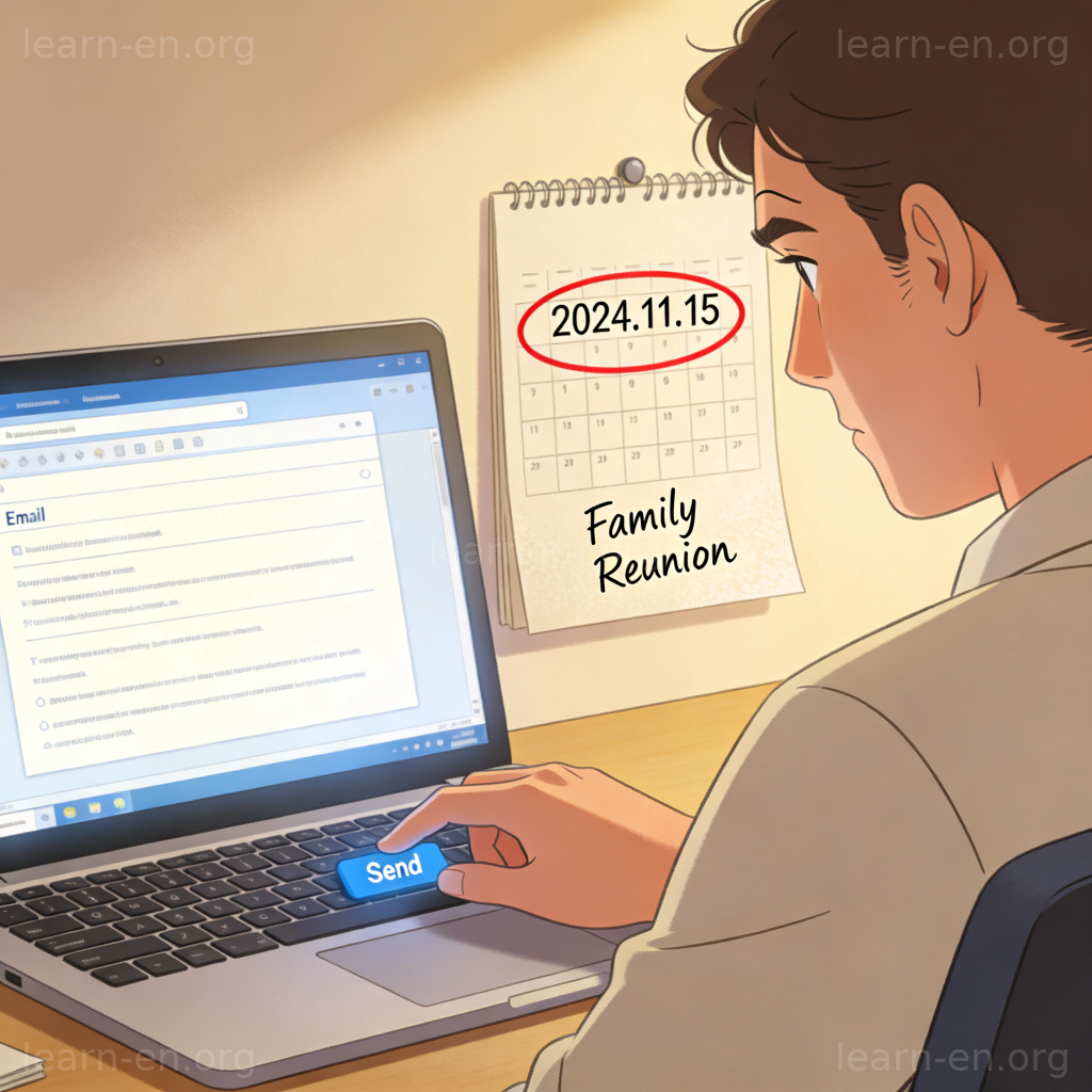 Can I take a personal day 图解：员工向经理发送请假邮件，日历上圈出家庭活动日