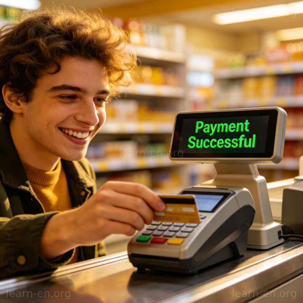 card payment 卡支付场景图解：顾客在商店刷卡结账