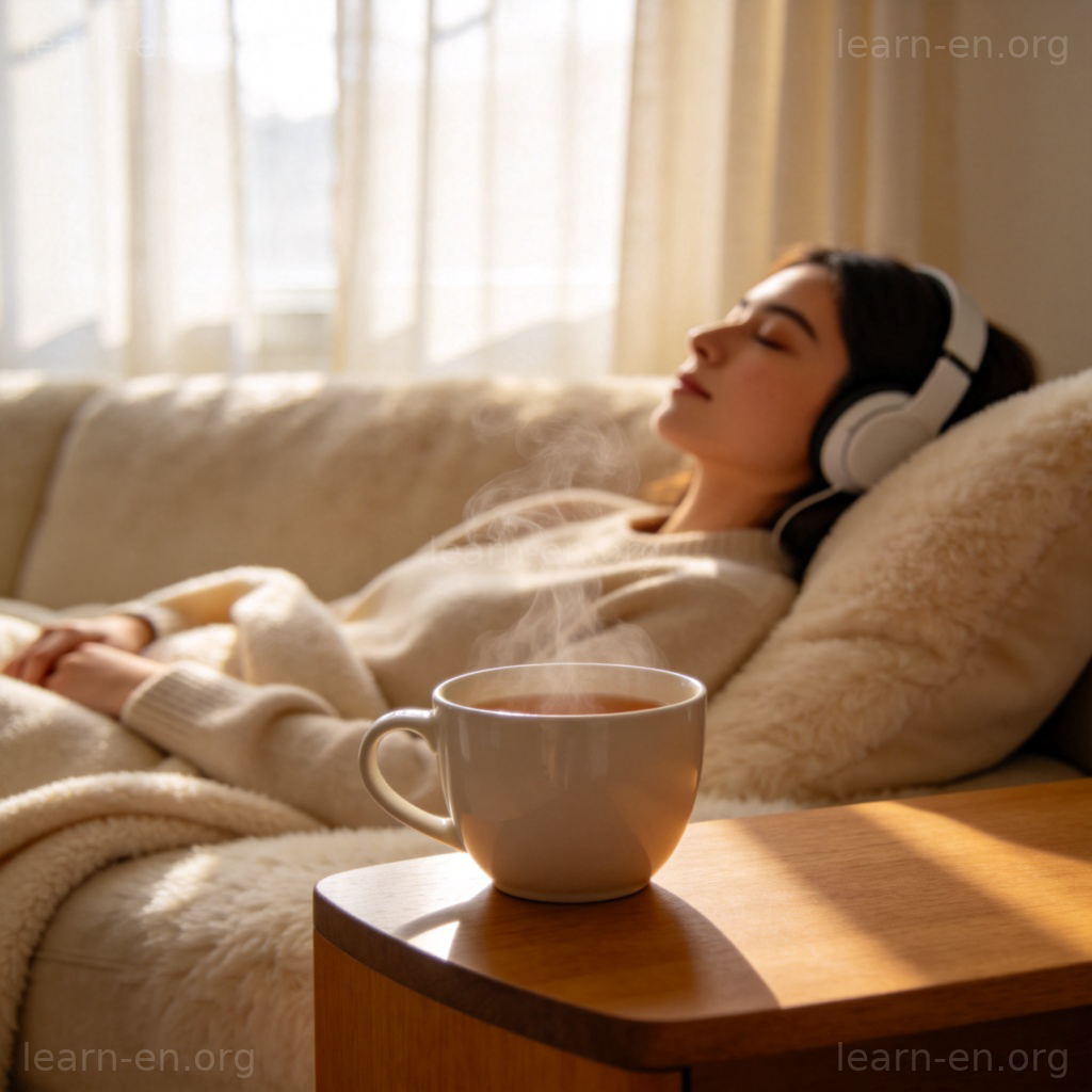 Man chilling out on sofa listening music relaxing pose
