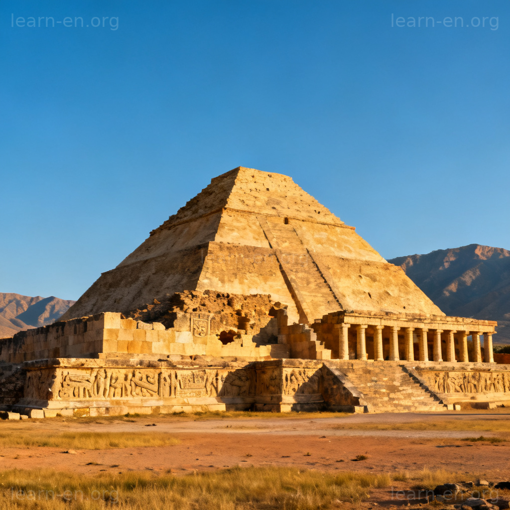 Civilization ancient ruins of stone pyramids and temples