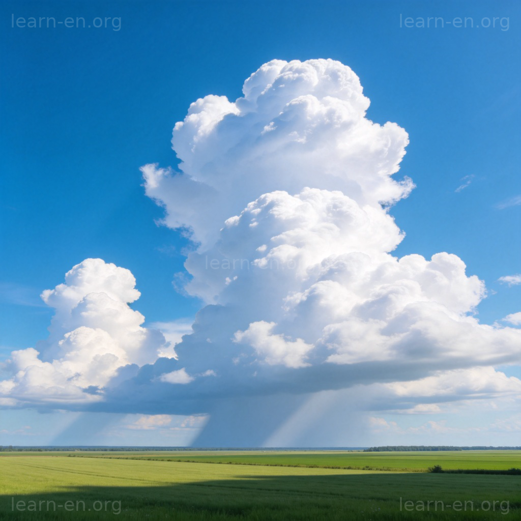 cloud 自然云图解：蓝天下的蓬松白云与田野