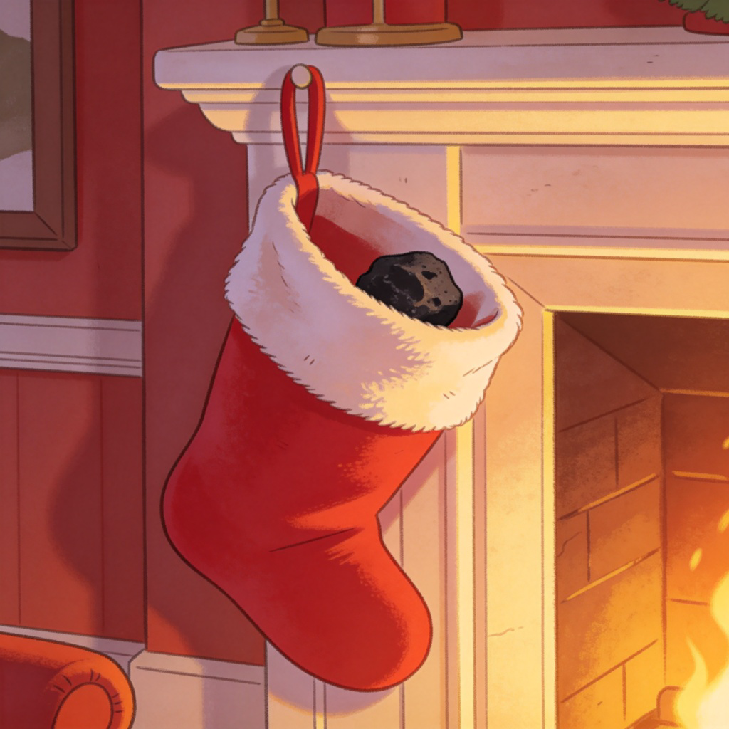 coal 文化含义图解：圣诞袜中装有煤块的惩罚象征