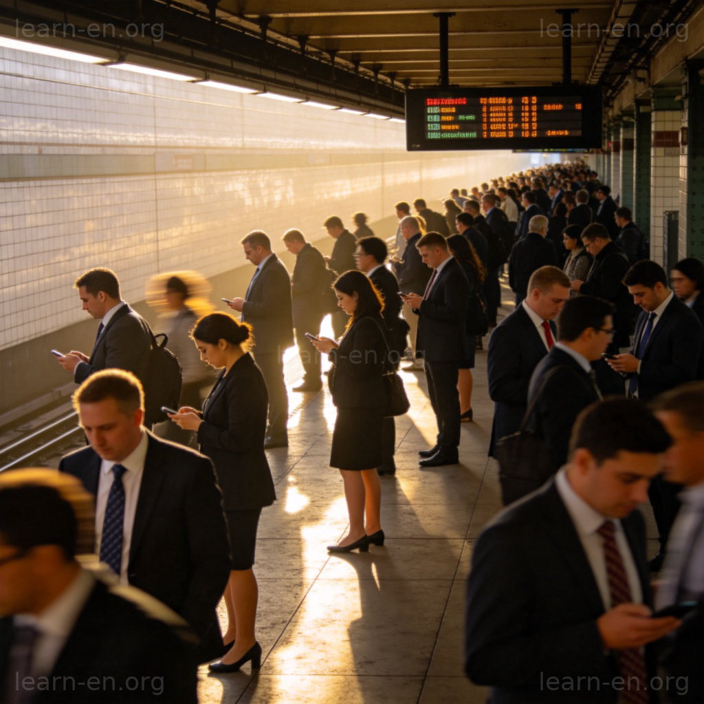 Commuting navette : foule sur le quai du métro aux heures de pointe