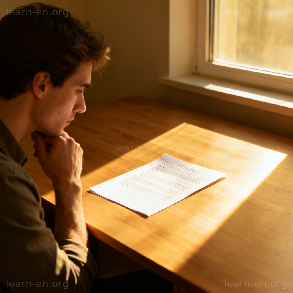 Considerable as a significant factor shown by a person focusing on an important document.