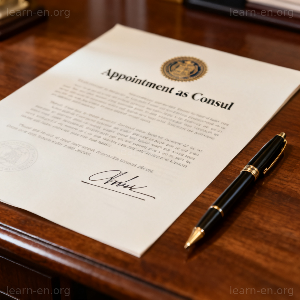 Document officiel de nomination comme consul avec sceau