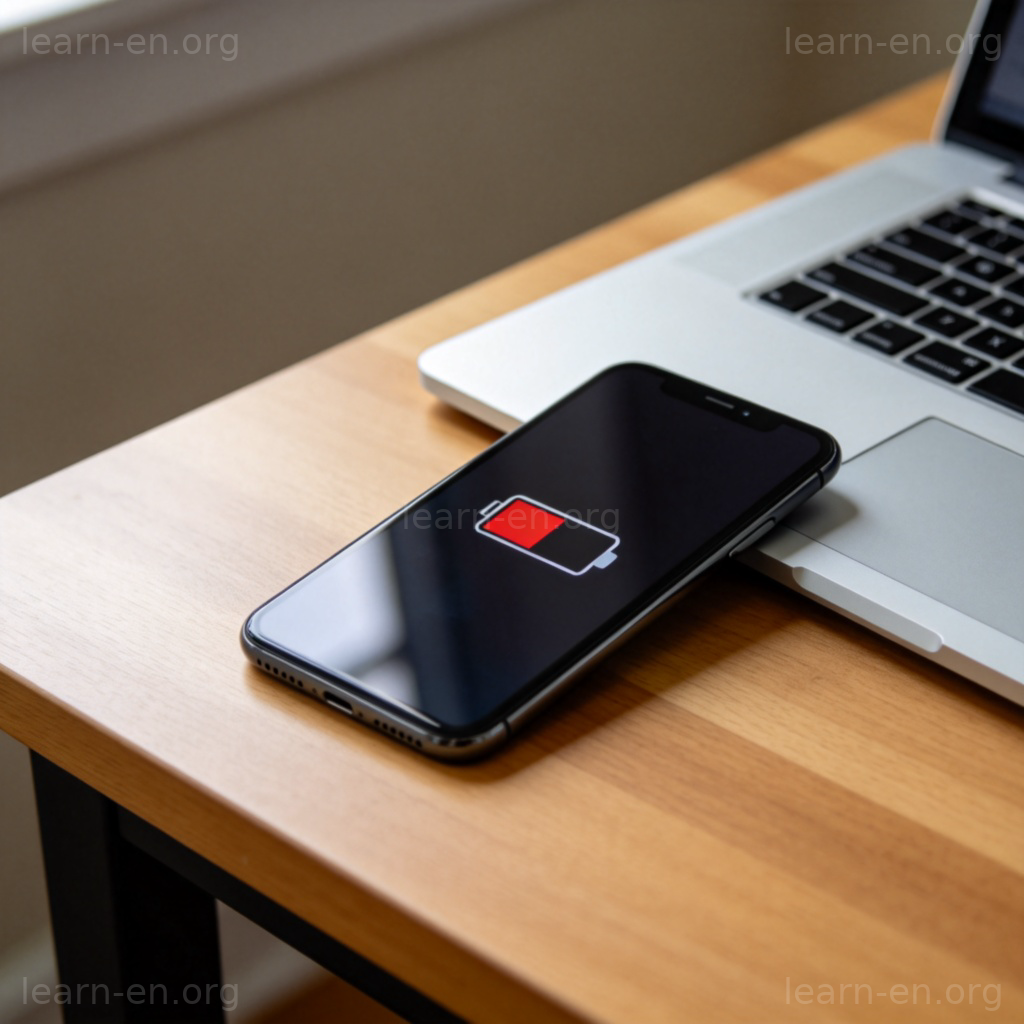 consume 消耗含义图解：手机电量即将耗尽