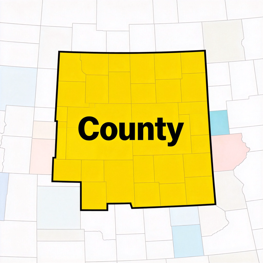 county 含义图解：地图上高亮显示的县级行政区域