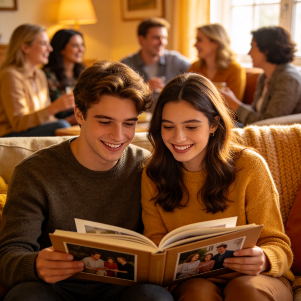 cousin 表亲图解：温馨家庭聚会中堂/表兄妹看相册