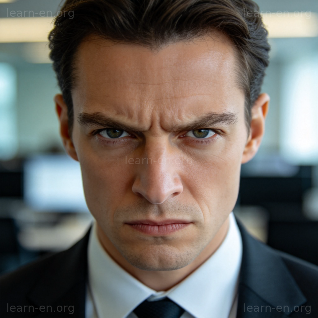 cow 动词含义图解：办公室中人物施加压力的场景