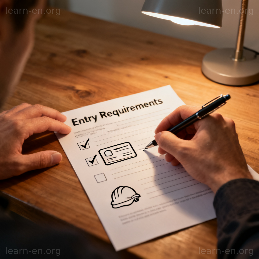 Hand filling application form with criterion checklist items