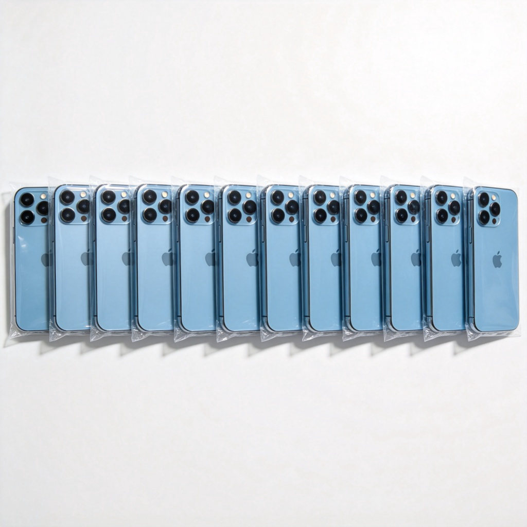 Crop 一批含义图解：整齐排列的全新手机批次