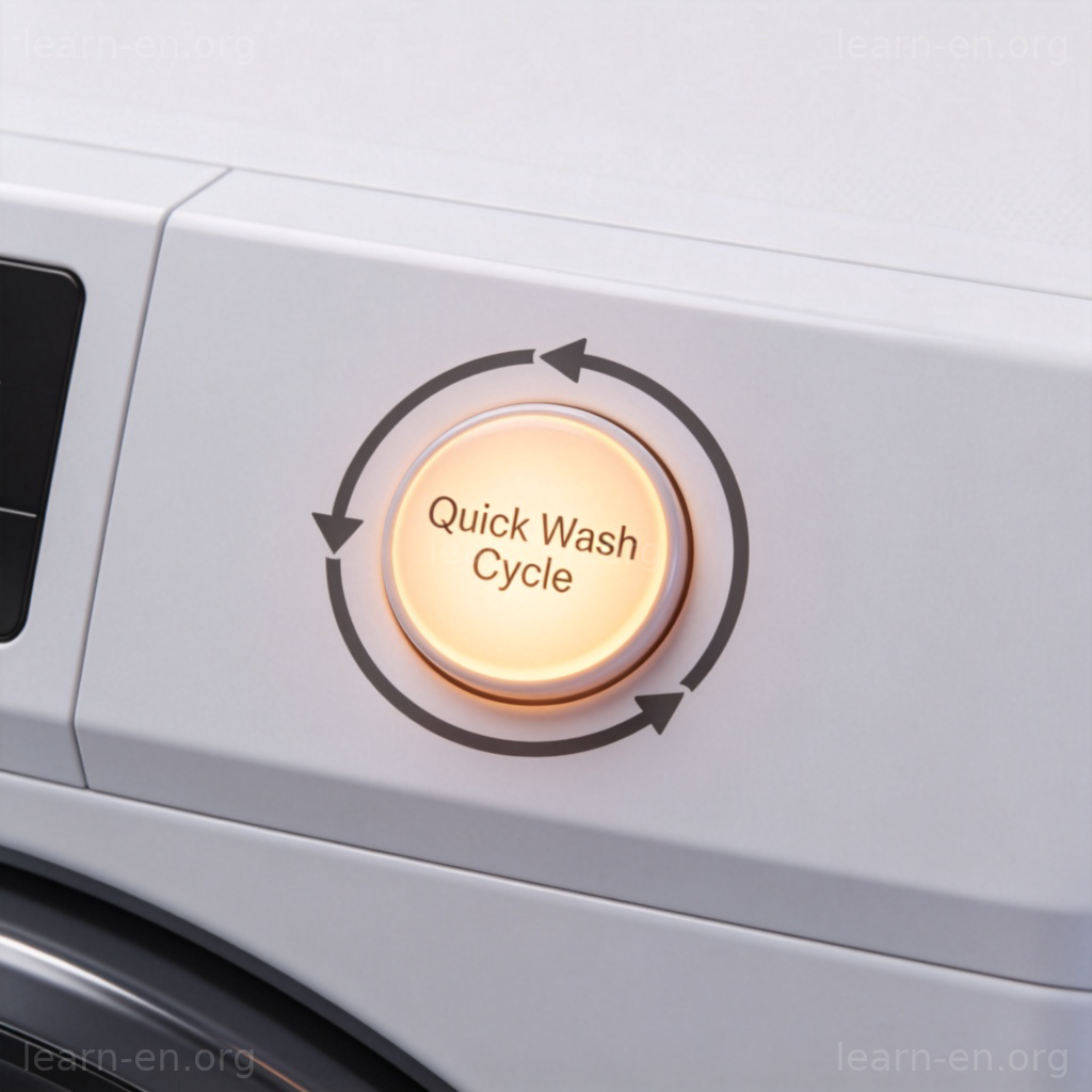 cycle 循环含义图解：洗衣机快速洗涤循环按钮特写