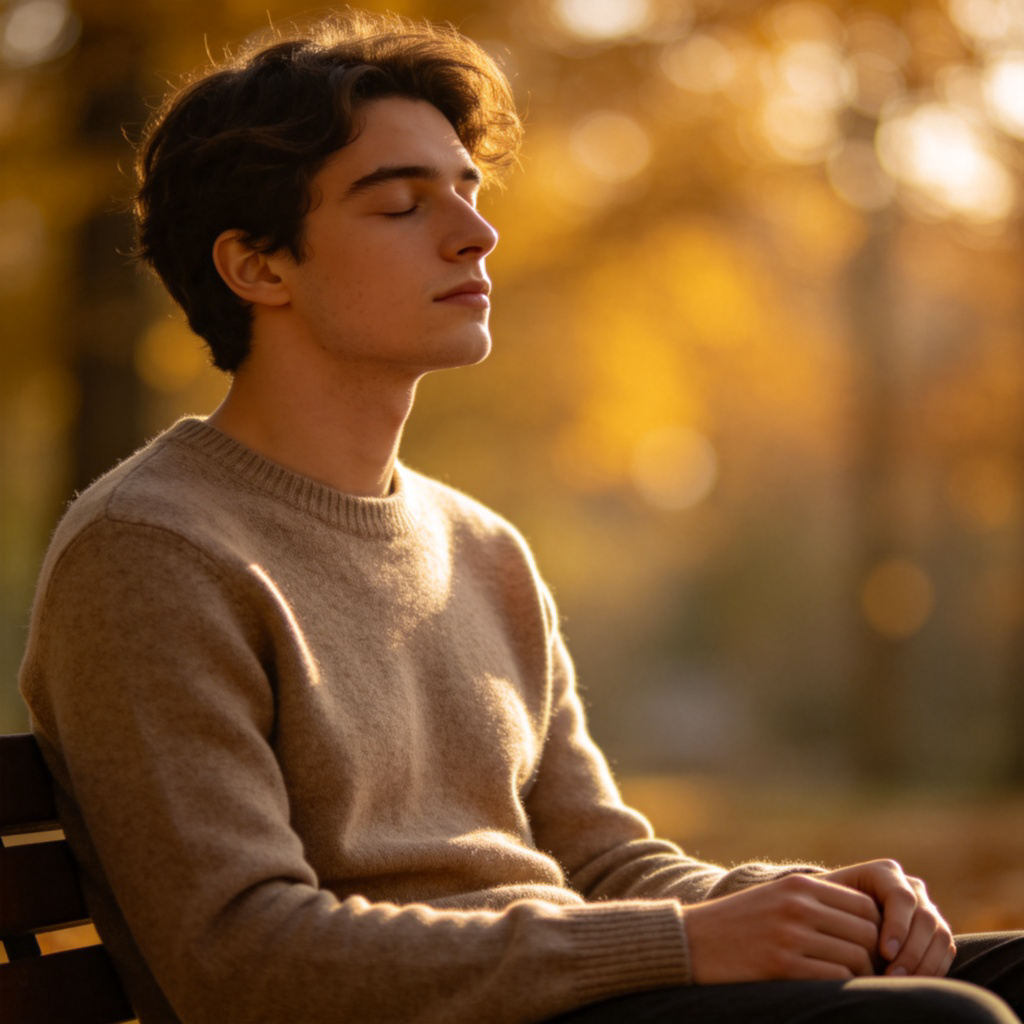 deeply 含义图解：人物沉思，表现深度感受或思考