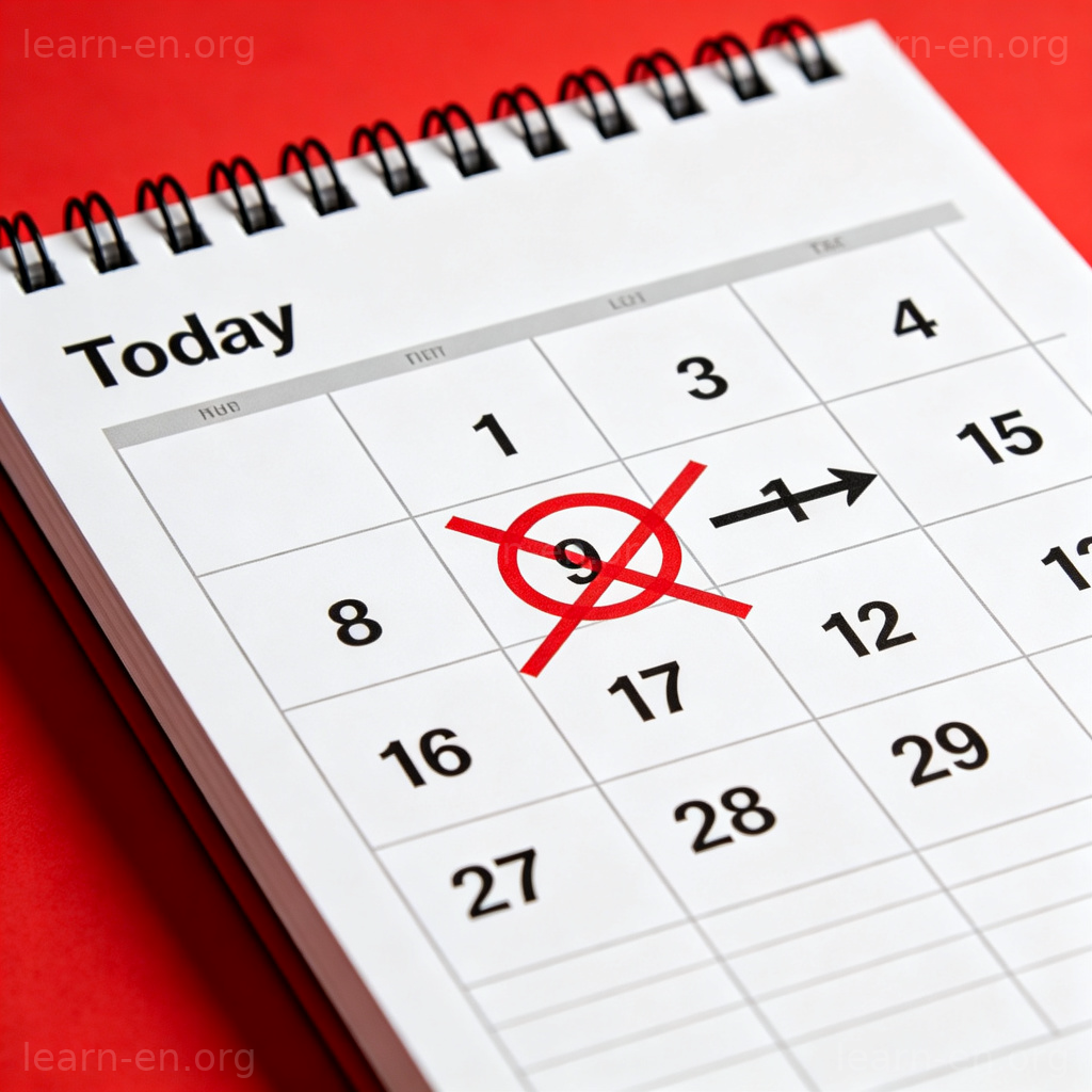 Delayed 推迟场景图解：日历上原计划被划掉并指向新日期