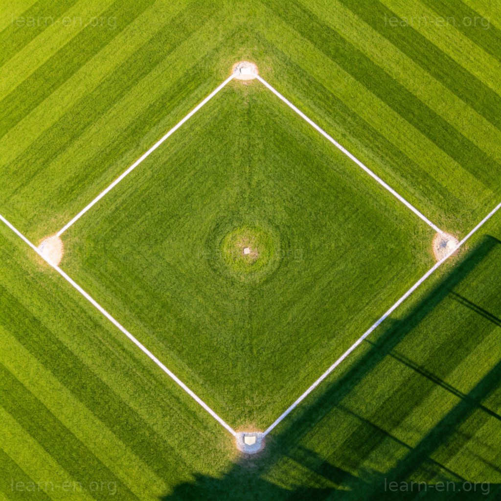 Diamond 菱形棒球场图解：俯瞰绿色棒球场菱形内场