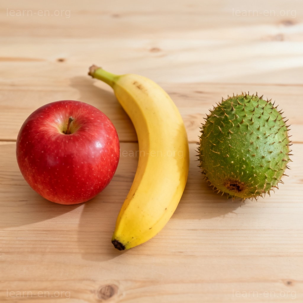 Differ meaning vary: apple banana and kiwi showing differences